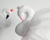 White Swan soft decor pink beak, beautiful swan soft sculpture, nursery room decor, Ready to Ship swan pillow with pink beak, home decor