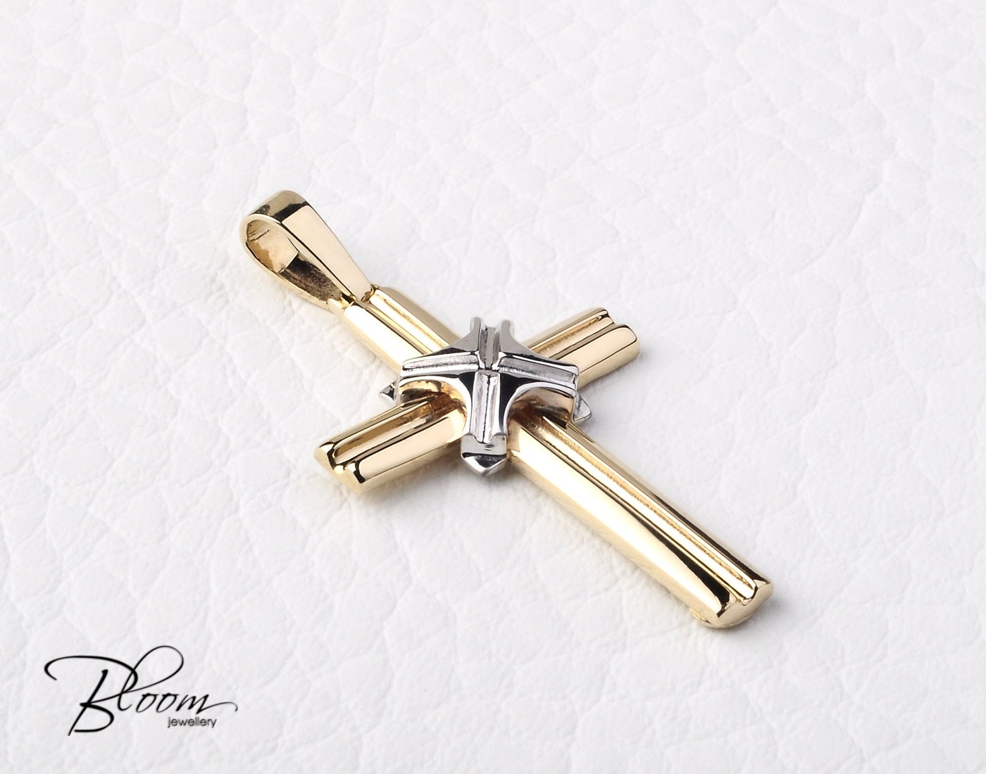 Men's Gold Cross Pendant 14K Solid Gold Cross Necklace