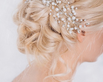 Bridal Headpiece, Pearl and Rhinestone Haipiece, Wedding Hairpiece, Bridal Hair Comb, Wedding Hair Accessories