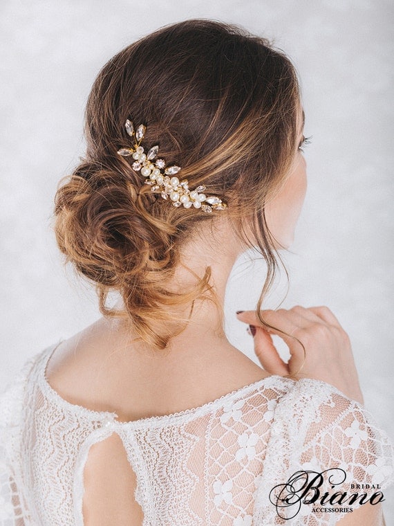 Wedding Comb, Swarovski Comb, Pearl Comb, Bridal Flower Headpiece, Crystal wedding headpiece