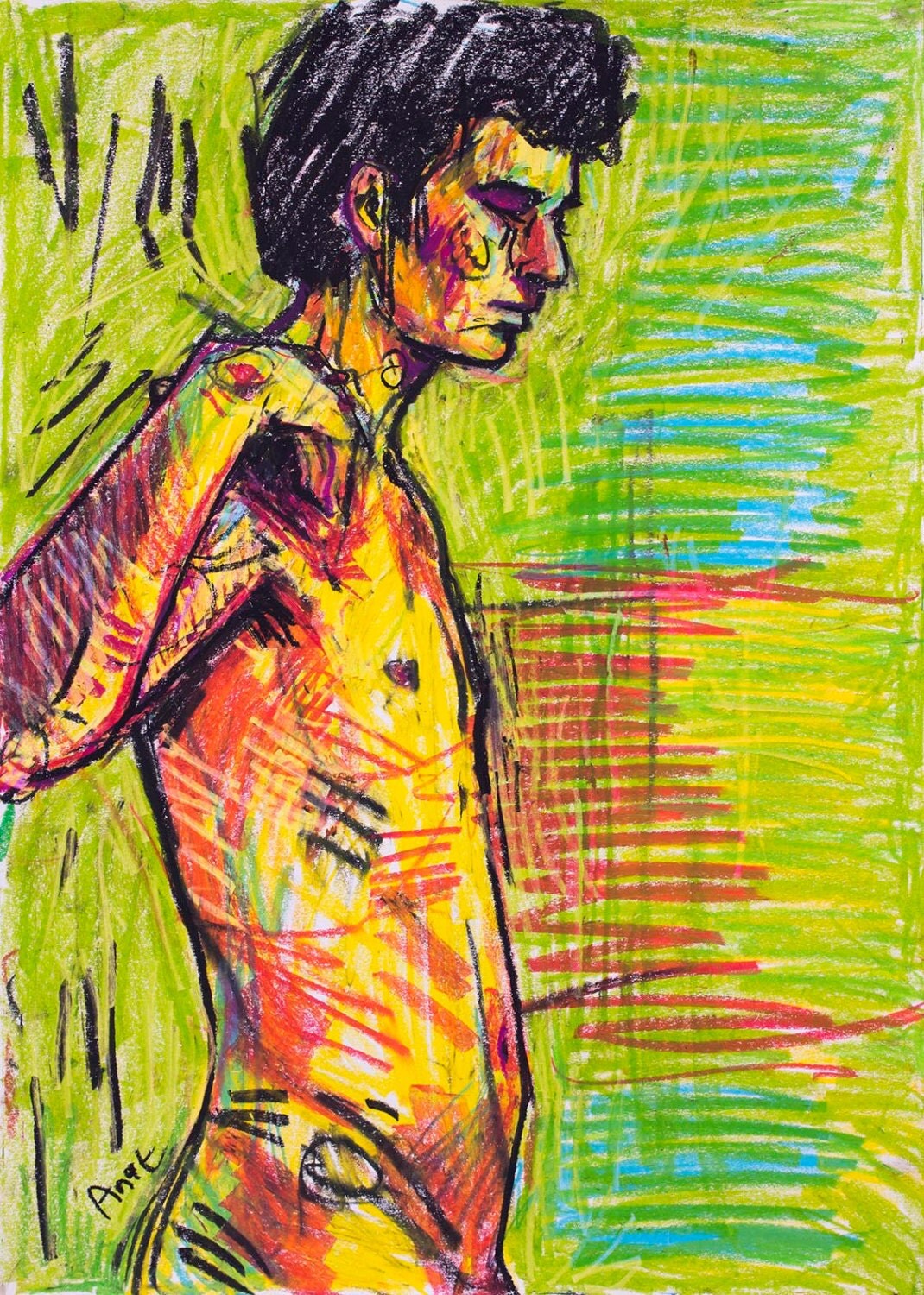 oil pastel human figure