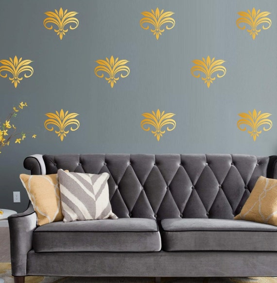 Damask print decal damask sticker removable vinyl by EtagaDesigns