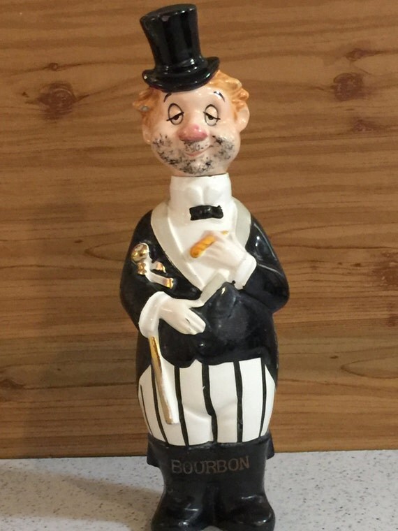 Vintage Figural Liquor Decanter Bourbon Beau Brummel Style