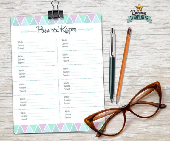 Printable Password Journal Password Log Keeper PDF Editable