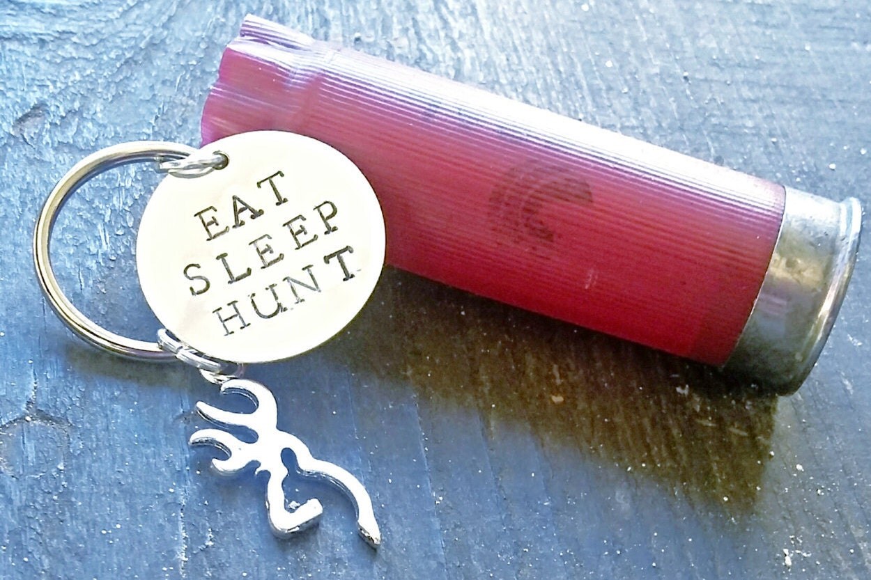 12 gauge Shotgun Shell Keychain with Hand Stamped Eat