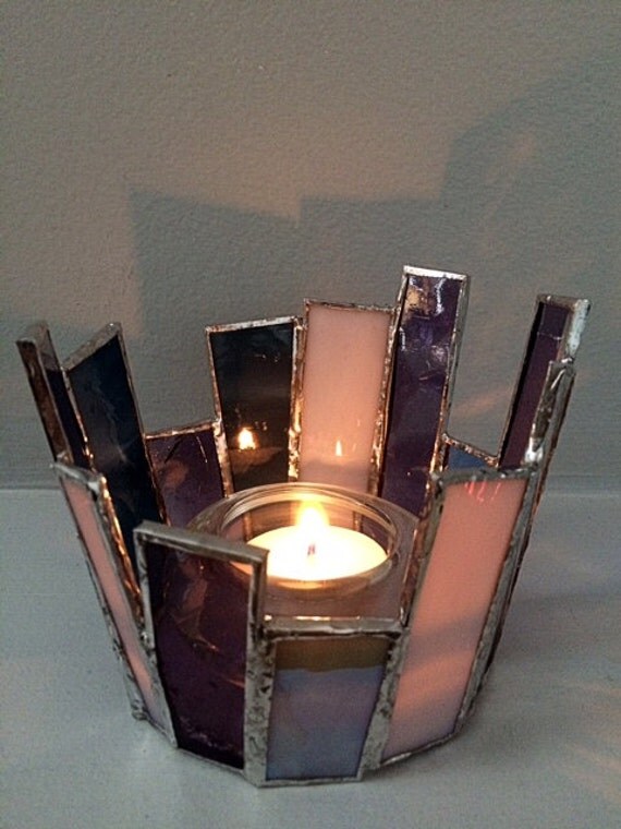 Stained Glass Votive Holder by PeaceAndReflection on Etsy