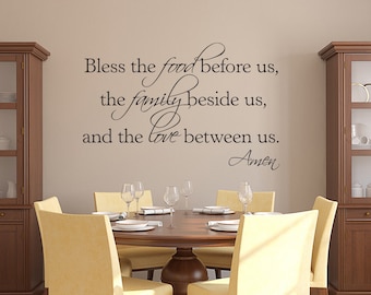 Bless the food before us, the family beside us and the love between us Amen Wall Decal - Family Quote Living Room Vinyl Wall Decal