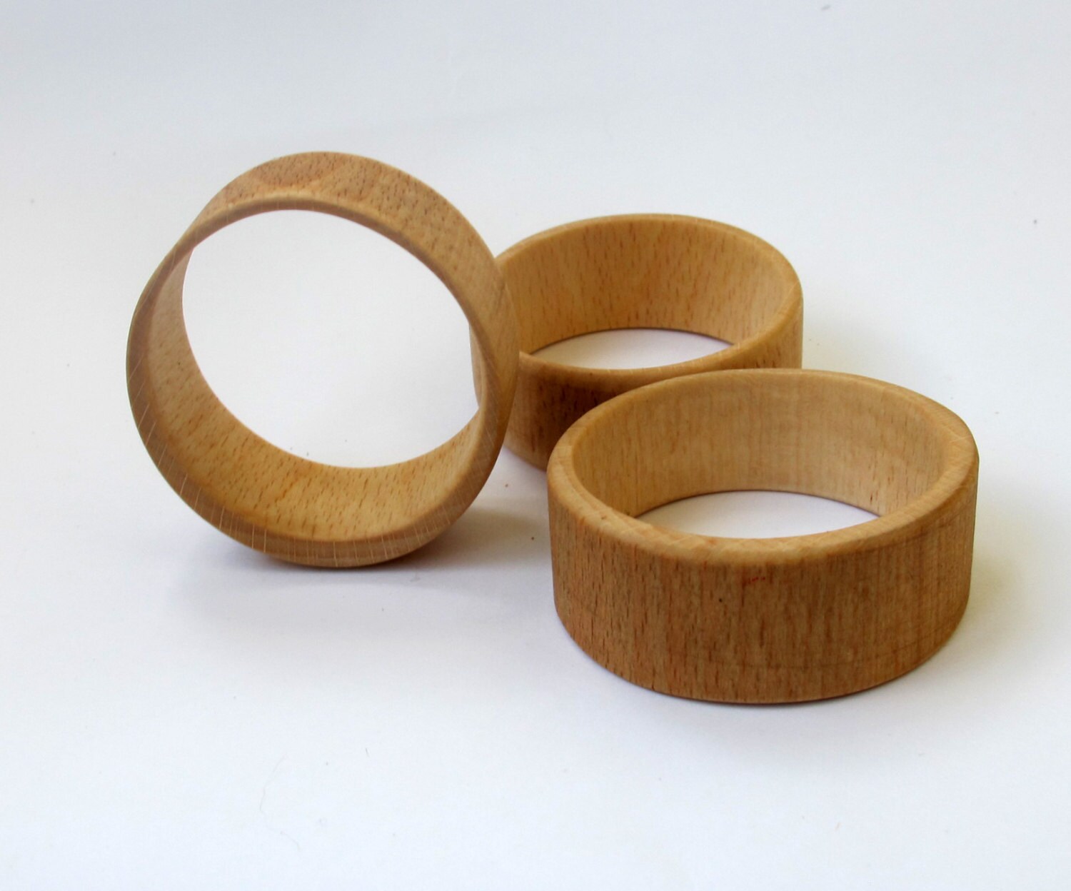 Rustic Wooden Napkin Rings Set of 4 Natural Wood Ash by Vishemir