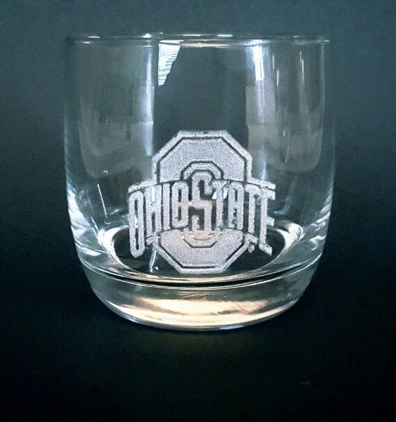 Ohio State Buckeye Laser Engraved Rocks Glass