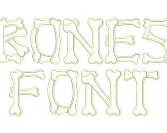 Bones Halloween Font Alphabet Applique Embroidery Design Instant Download - 0167