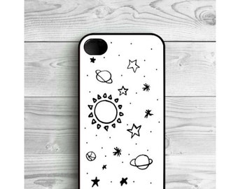 Phone Case Black and White Space For iPhone 4/4S, iPhone 5/5S, iPhone 5c, iPhone 6, iPhone 7, Galaxy S4, S5, S6, S6EDGE, Note3 & Note4