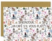 Postcard "Bonjour un café"