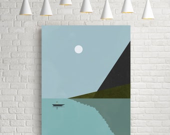 Art prints, minimalist art print, vintage prints, sea print, nautical art print, sea poster, art prints vintage, nautical poster, lake