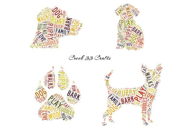 Dog word cloud art print puppy word art by Creek33Crafts on Etsy