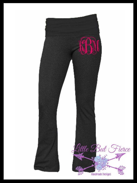 Monogrammed Yoga Pants Custom Yoga Pants by LittleButFierceCo