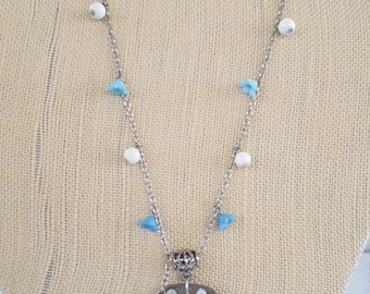 Blue Sun recycled key necklace