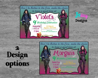 Descendants Birthday Invites; Disney Descendants; Descendants Birthday Invitation; Descendants; Disney Descendants: Mal Invite; Evie Invite