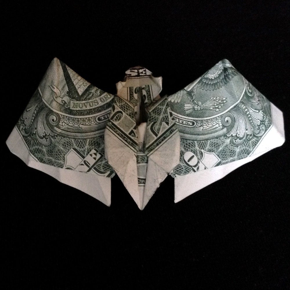 Money Origami BAT Animals Real One Dollar Bill Halloween Art