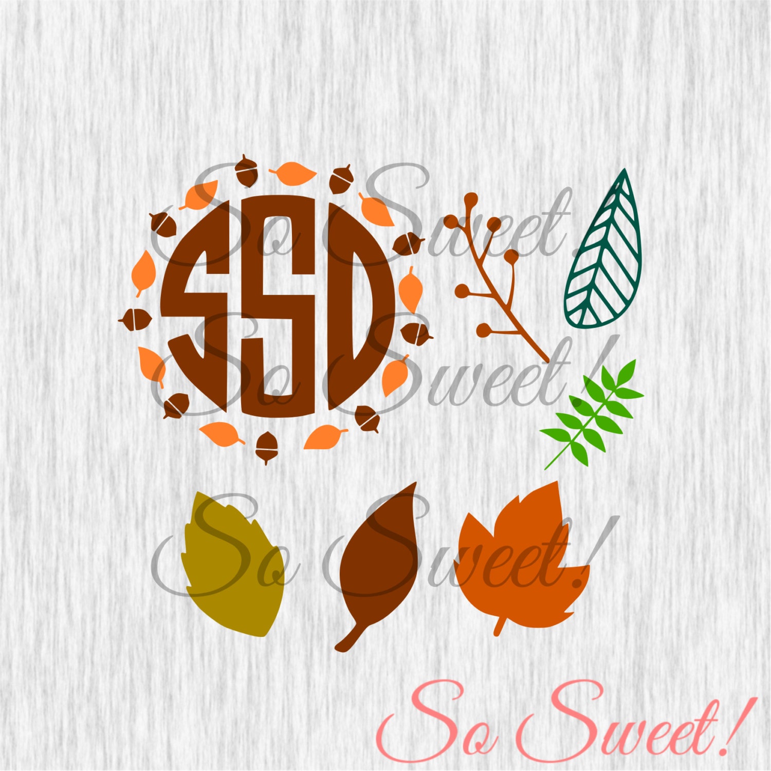 Download Fall Monogram Frame SVG / DXF Frame and Accents Fall Halloween