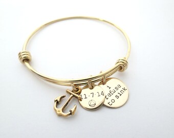 Personalized Bangle - Refuse to Sink - AA Triangle - NA - Recovery Bracelet - Sobriety Bracelet - Personalized Jewelry-Personalized Bracelet