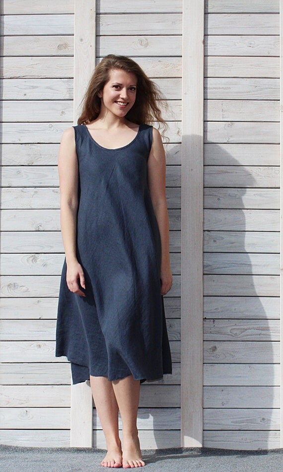 sleeveless linen swing dress