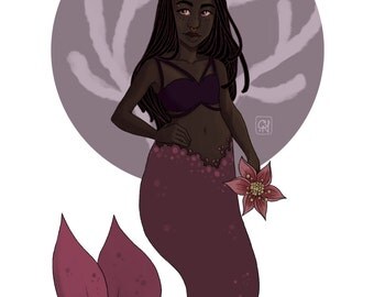 Purple Mermaid - Art Print