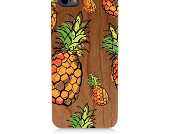 Pineapples Phone Case / Cherry wood Bright UV Print cover for iPhone 6s iPhone 6 plus Samsung Galaxy s5 s6 s7 Note 7