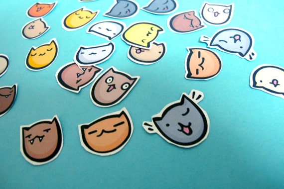 Cat Faces Sticker Pack by EMcGaugheyDesigns on Etsy