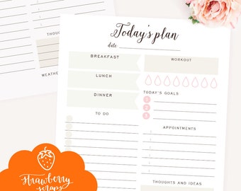 Daily planner printable: "TODAY'S PLAN" Daily schedule | A4 planner | Printable planner pages | Binder planner | Meal planner | To do list