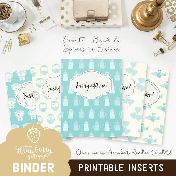 Items similar to Binder inserts: "BABY BOY" 5x set Covers &amp; Spines ...
