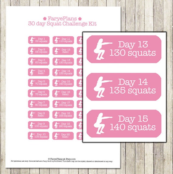 30 Day Squat Challenge Printable Planner Stickers
