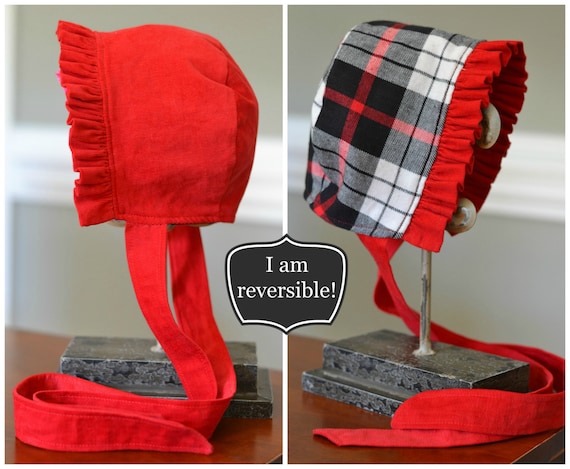 Reversible Red Corduroy and Plaid Tartan Baby by TheTipsyBunny