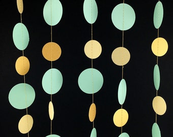 Mint and Gold Garland - Gold and Mint Garland, Mint Green and Gold Party Decorations, Gold and Mint Green Wedding Decor - GC002MntBlgdMtgd