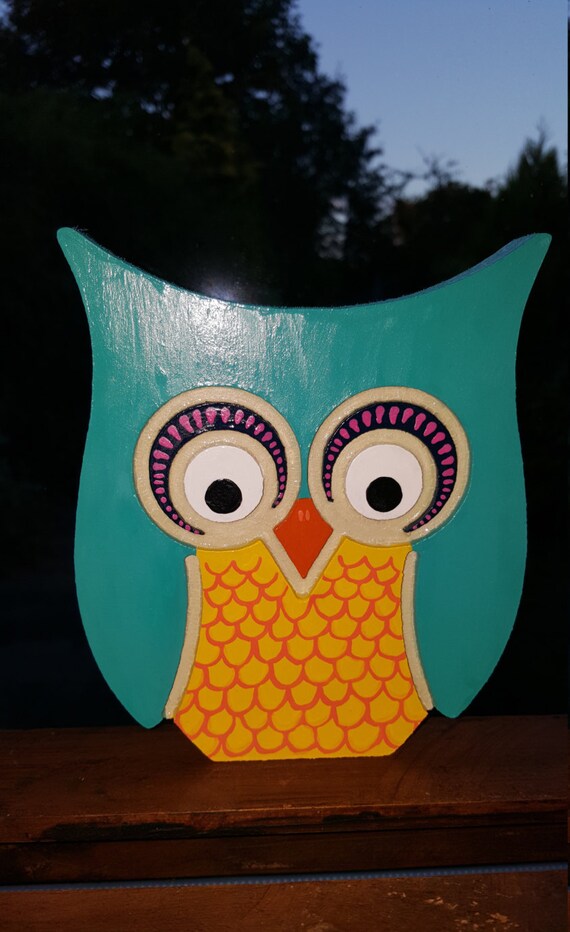 Hand Painted Wooden Owl
