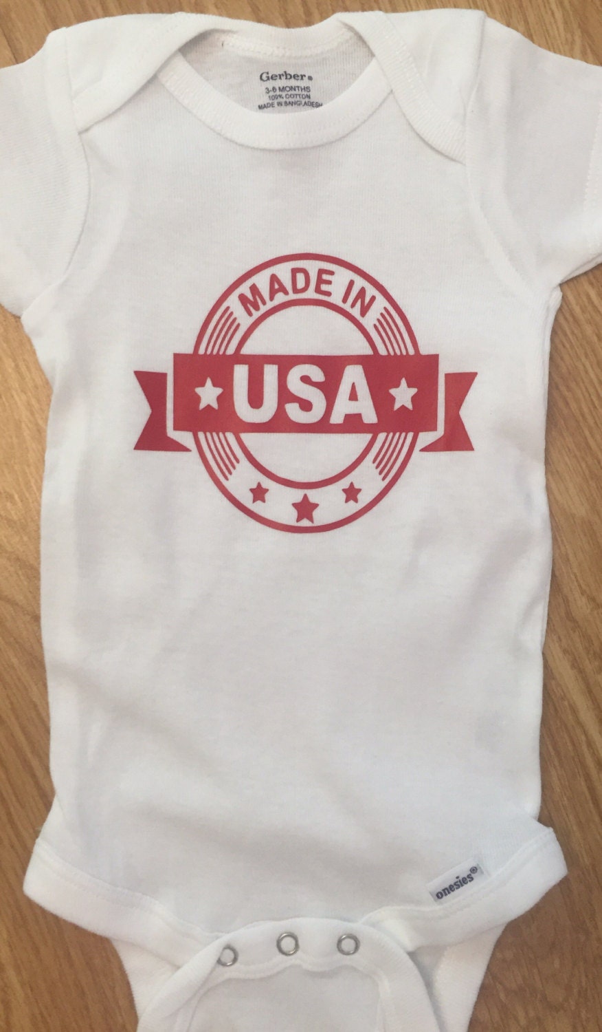 Made in USA baby onesie bodysuit patriotic baby onesie