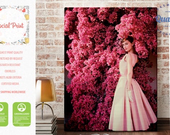 Audrey Hepburn in Givenchy Dress Canvas Print / FREE SHIPPING / Style Icon, Rose, Hepburn Artwork Giclee Print Wall Art Audrey Wall Hanging