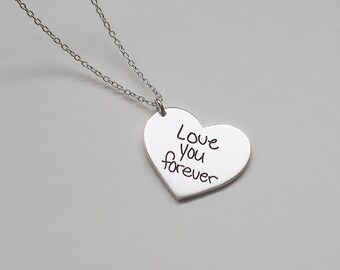 Handwriting Heart Necklace / Personalized Heart Necklace / Custom Handwriting Necklace / Signature Necklace / Bridesmaid Gift - HN02