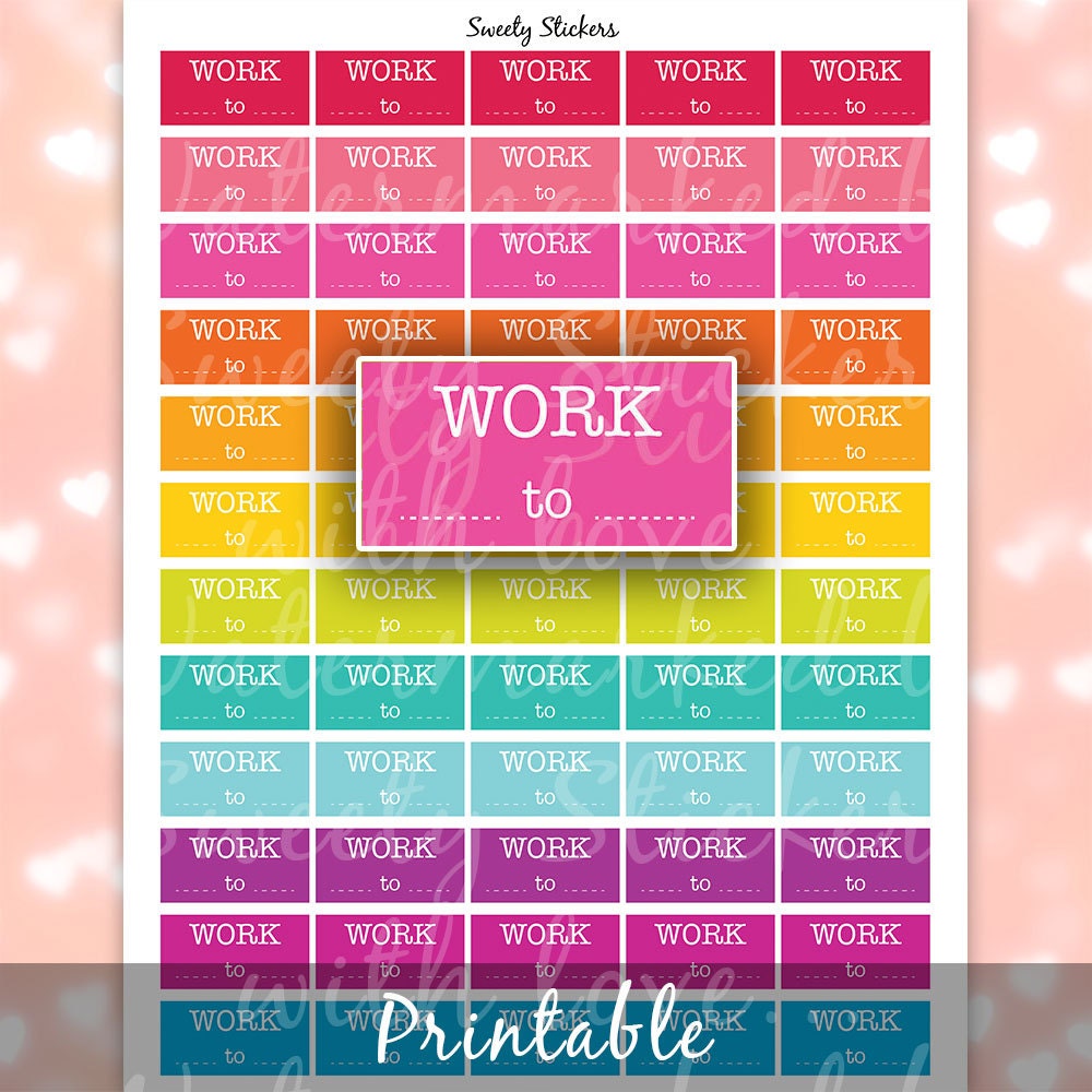 Work Planner Stickers Work ღ Printable Planner Stickers Bold ღ