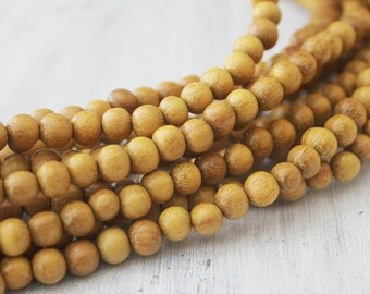 6mm Nangka Wood Beads Round Natural Wood Beads 16" Strand Yellow Wood Beads