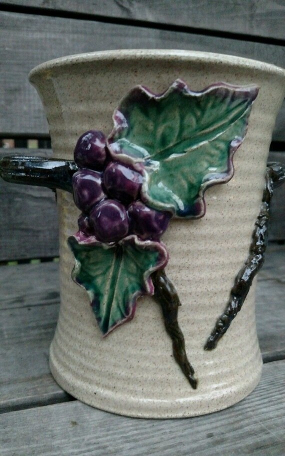 Hand Thrown Art Pottery Grape Vine 2 Handled by McghghysCorner