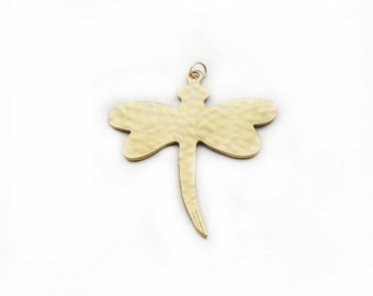 Dragonfly Pendant, Brass Pendant, Large Dragonfly Pendant, Brass Dragonfly Pendant, Craft Supplies, Jewelry Making