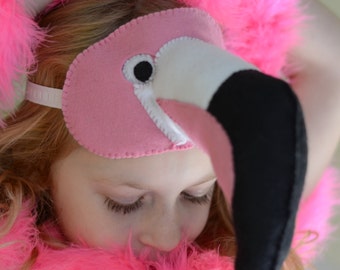 Pink Flamingo Mask Costume. Handmade of Pure Wool Felt.