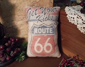 Pillow Tuck: Route 66 Primitive Rustic Americana Pillow Tuck with Route 66 mini button