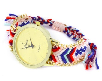 Simple Womens Watch , Womens Woven Watch , Braided Watch , Creative Watch , Fabric Watch , White Watch