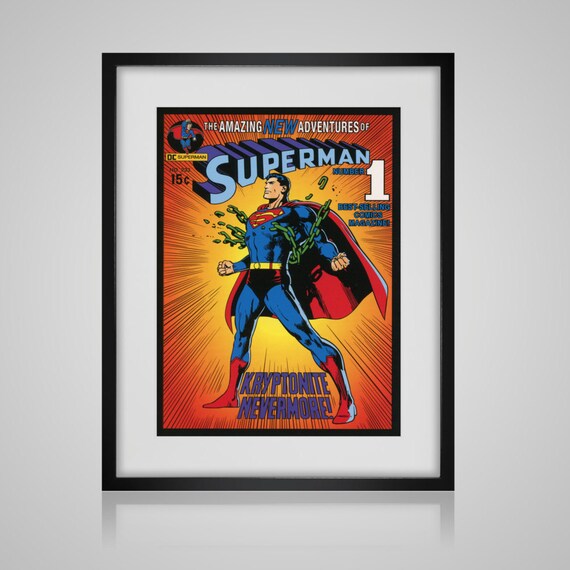 Framed Wall Art VINTAGE COMIC BOOK Cover Superman Wall