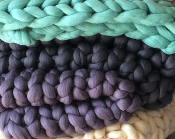 Premium Chunky knit blanket, Blanket, Throw blanket, Chunky blanket, Giant knit blanket, Large knit blanket, 18 micron Merino wool blanket