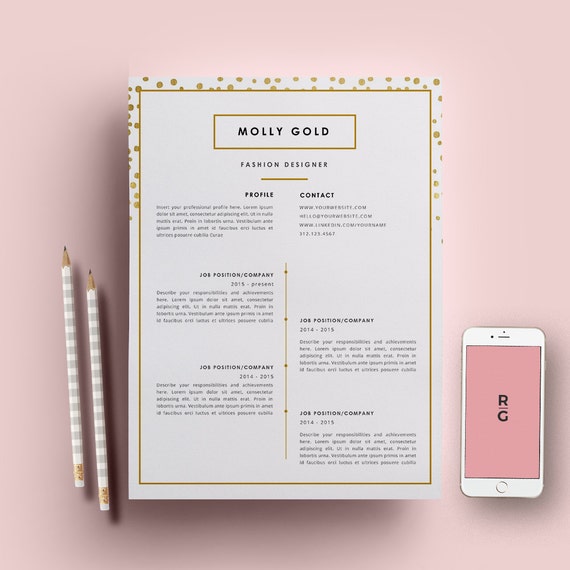 Resume template + cover letter template for word | diy 