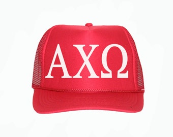 Alpha Chi Omega Trucker Hat, AXO Trucker Hat, Greek Letter Glitter Trucker Hat, Sorority Letter Cap, Greek Trucker, Sorority Trucker hat