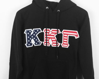Kappa Kappa Gamma American Flag Letter Hoodie Sweatshirt, KKG Letters, Embroidered Letters, Recruitment Gift, Big Little