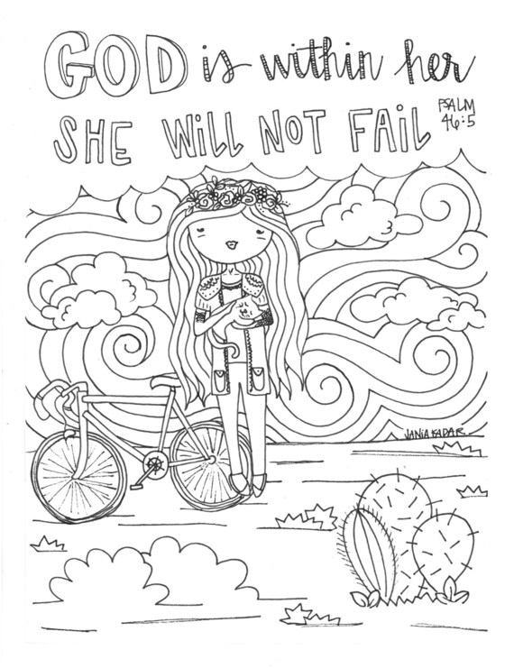 Items similar to God is within her she will not fail PDF coloring page ...